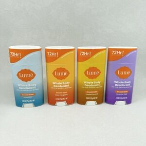 Lume Invisible Powder Four Pack Full Size Lavender Coconut Tangerine Unscented